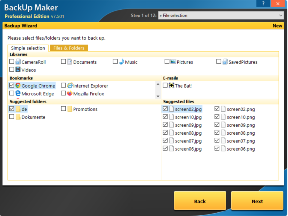 screenshot of BackUp Maker
